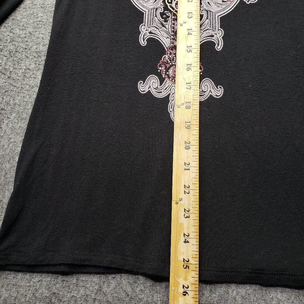 Harley-Davidson Women’s “Live Free” Black Crystal Embellished Top Size Small - Picture 4 of 8